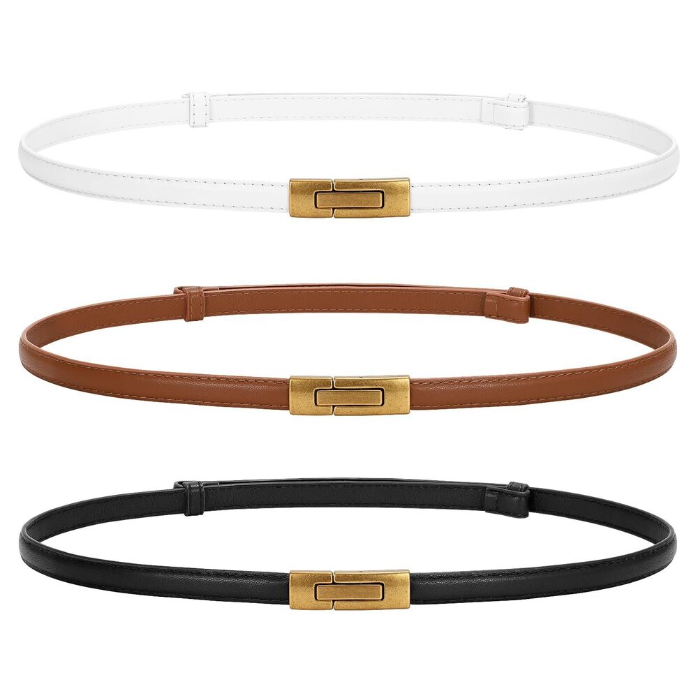 1758 Women Skinny Belts Leather Thin Waist Belts For Dress Ladies Belts